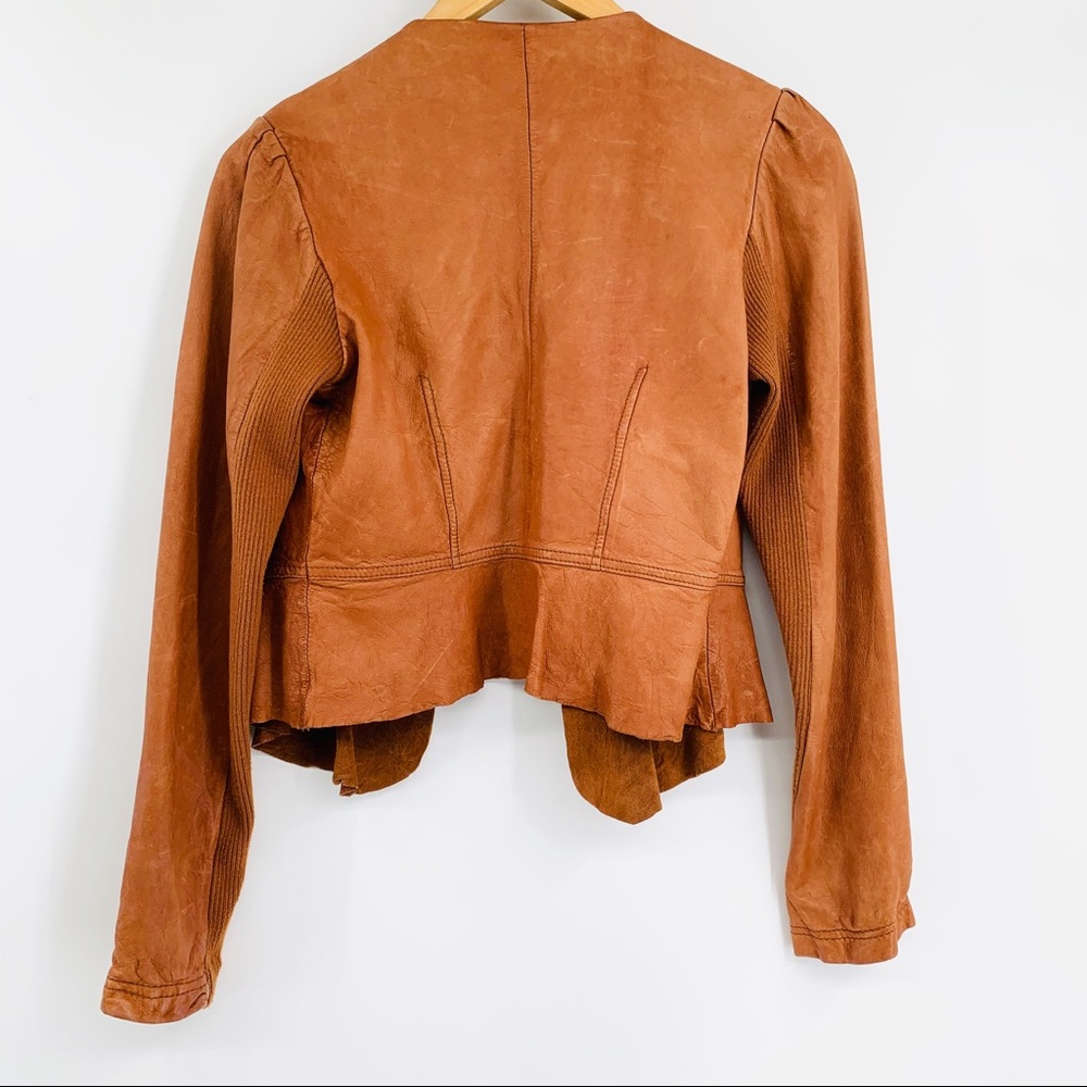 🛑SOLD BCBGMaxAzria XS brown fitted soft leather jacket - Picture 5 of 5